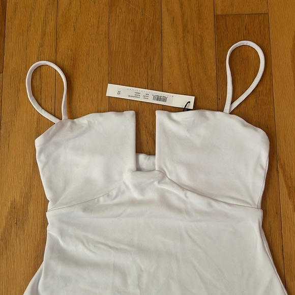 Susana Monaco XS NWT Sugar white Bodycon tank dress nylon mini cutout spaghetti - Picture 2 of 5